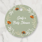 Rustieke Herfst Ladybug Greenery Baby shower Bedankjes Labels (Voorkant)