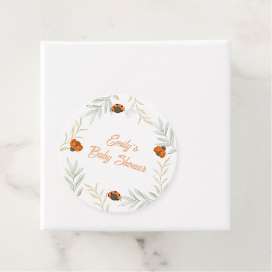 Rustieke Herfst Ladybug Greenery Baby shower Bedankjes Labels (In situ)
