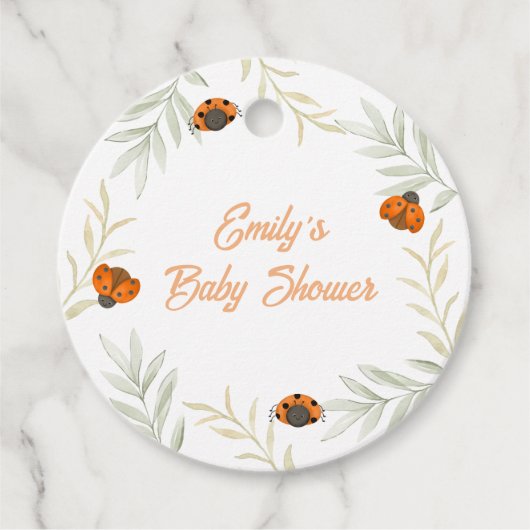 Rustieke Herfst Ladybug Greenery Baby shower Bedankjes Labels (Voorkant)