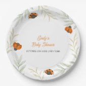 Rustieke Herfst Ladybug Greenery Baby shower Papieren Bordje (Voorkant)