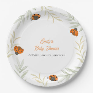 Rustieke Herfst Ladybug Greenery Baby shower Papieren Bordje
