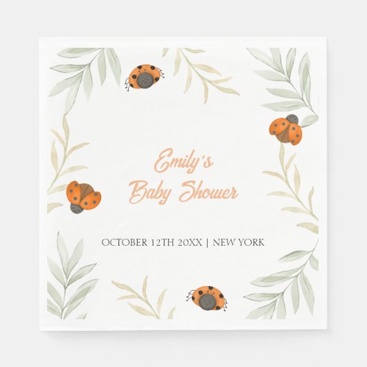 Rustieke Herfst Ladybug Greenery Baby shower Servet (Voorkant)