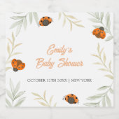 Rustieke Herfst Ladybug Greenery Baby shower Sparkling Wijnetiket (Enkel label)