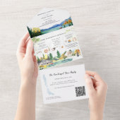 Rustieke herfst Lake Wedding All In One Uitnodiging (Afscheurbaar)