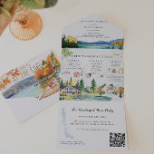 Rustieke herfst Lake Wedding All In One Uitnodiging