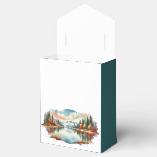 Rustieke herfst Lakeside Forest Wedding Bedankdoosjes (Geopend)