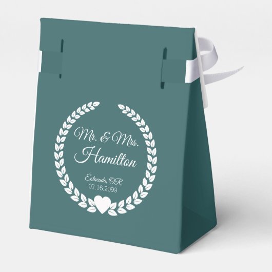 Rustieke herfst Lakeside Forest Wedding Bedankdoosjes (Achterkant)