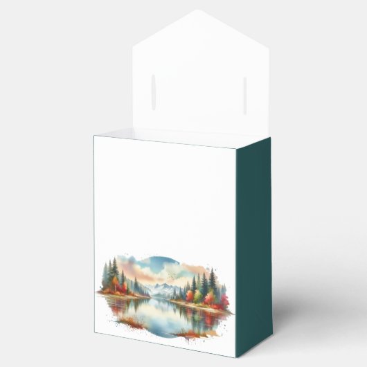 Rustieke herfst Lakeside Forest Wedding Bedankdoosjes (Geopend)