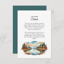 Rustieke herfst Lakeside Forest Wedding Informatiekaartje