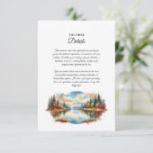 Rustieke herfst Lakeside Forest Wedding Informatiekaartje (Staand voorkant)