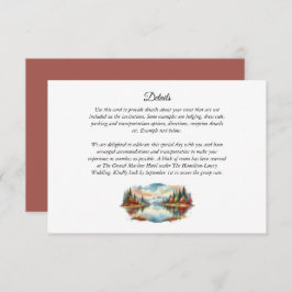 Rustieke herfst Lakeside Forest Wedding Informatiekaartje