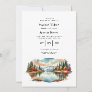 Rustieke herfst Lakeside Forest Wedding Kaart