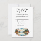 Rustieke herfst Lakeside Forest Wedding RSVP Kaartje (Voorkant)