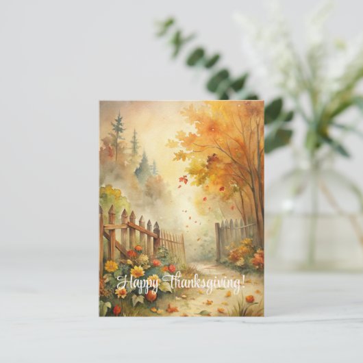 Rustieke Herfst Landschap Happy Thanksgiving Feestdagenkaart (Staand voorkant)