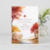 Rustieke herfst landschap trouwkaart kaart (Staand voorkant)
