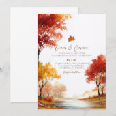 Rustieke herfst landschap trouwkaart kaart (Voorkant / Achterkant)