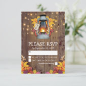 Rustieke Herfst Lights Herfstbladeren Bruiloft RSV RSVP Kaartje (Staand voorkant)