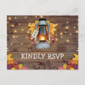 Rustieke Herfst Lights Herfstbladeren Bruiloft RSV Uitnodiging Briefkaart (Voorkant)