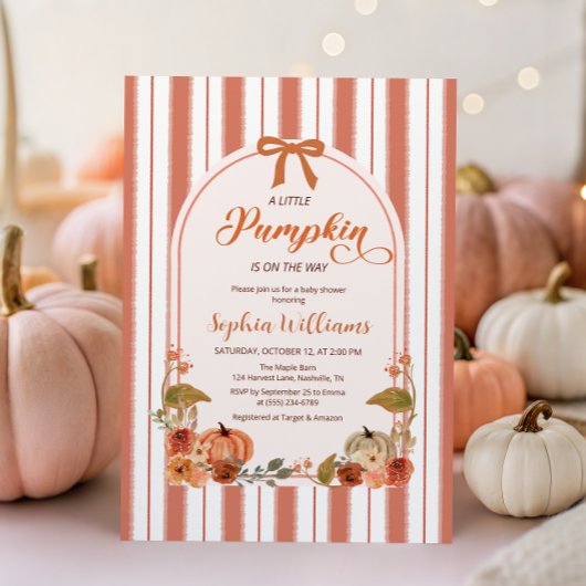 Rustieke Herfst Little Pumpkin Girl Baby shower Kaart