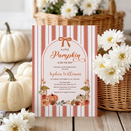 Rustieke Herfst Little Pumpkin Girl Baby shower Kaart