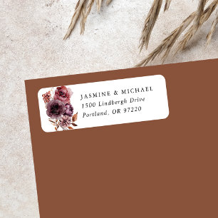 Rustieke Herfst Marsala Bloem Retouradres Etiket