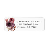 Rustieke Herfst Marsala Bloem Retouradres Etiket (Voorkant)