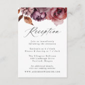 Rustieke herfst Marsala Bloemen bruiloft receptie Informatiekaartje (Voorkant)