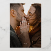 Rustieke herfst Marsala Bloemen Foto Bruiloft Folie Uitnodiging (Achterkant)