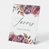 Rustieke herfst Marsala Bloemen gunsten bruiloft g Reclamebord Met Voetstuk (Voorkant)