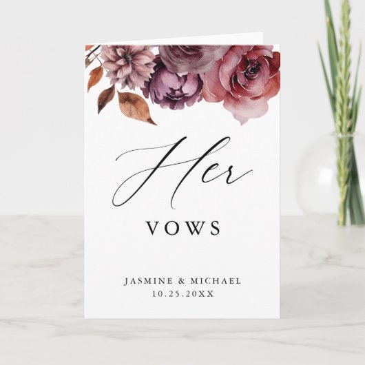 Rustieke herfst Marsala Bloemen Haar bruiloft gelo Kaart (Voorkant)