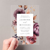 Rustieke herfst Marsala Bloemen Lijst Bruiloft Acryl Uitnodigingen (Insitu (Draagbaar))