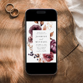 Rustieke herfst Marsala Bloemen Lijst Bruiloft Kaart