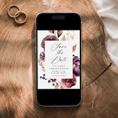 Rustieke herfst Marsala Bloemen Lijst Bruiloft Save The Date