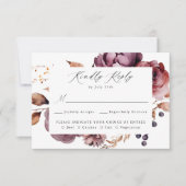 Rustieke herfst Marsala Bloemen Maaltijd Keuze Bru RSVP Kaartje (Voorkant)