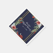 Rustieke Herfst Marsala Bloemen Navy Blauw Goud Br Servetten (Hoek)