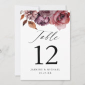 Rustieke herfst Marsala Bloemen Tafel Nummer (Voorkant)