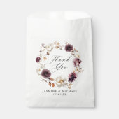 Rustieke herfst Marsala Bloemenbruiloft Dank u Bedankzakje (Voorkant)