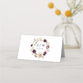 Rustieke herfst Marsala Bloemenbruiloft Plaatskaartje (Achterkant)