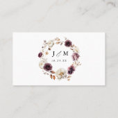 Rustieke herfst Marsala Bloemenbruiloft Plaatskaartje (Achterkant)