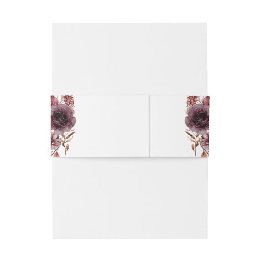 Rustieke herfst Marsala Bloemenbruiloft Uitnodigingen Wikkel (Achterkant Voorbeeld)