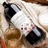 Rustieke herfst Marsala bloemenweide bruiloft Wijn Etiket