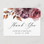 Rustieke Herfst Marsala Bloemige Trouw Dankjewel Briefkaart (Voorkant)