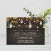 Rustieke Herfst Mason Jar Bridal Shower Uitnodigin Kaart (Staand voorkant)