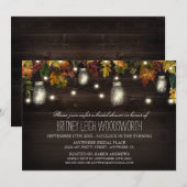 Rustieke Herfst Mason Jar Bridal Shower Uitnodigin Kaart (Voorkant / Achterkant)