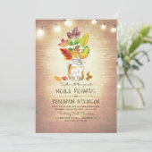 Rustieke Herfst Mason Jar en String Lights Wedding Kaart (Staand voorkant)