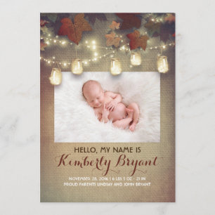 Rustieke Herfst Mason Jar Lights Baby Foto Geboort Aankondiging