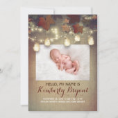 Rustieke Herfst Mason Jar Lights Baby Foto Geboort Aankondiging (Voorkant)