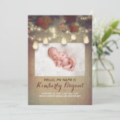 Rustieke Herfst Mason Jar Lights Baby Foto Geboort Aankondiging (Staand voorkant)