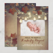 Rustieke Herfst Mason Jar Lights Baby Foto Geboort Aankondiging (Voorkant / Achterkant)