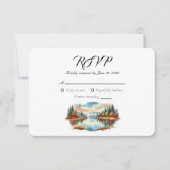 Rustieke herfst meren bos bruiloft RSVP kaartje (Voorkant)